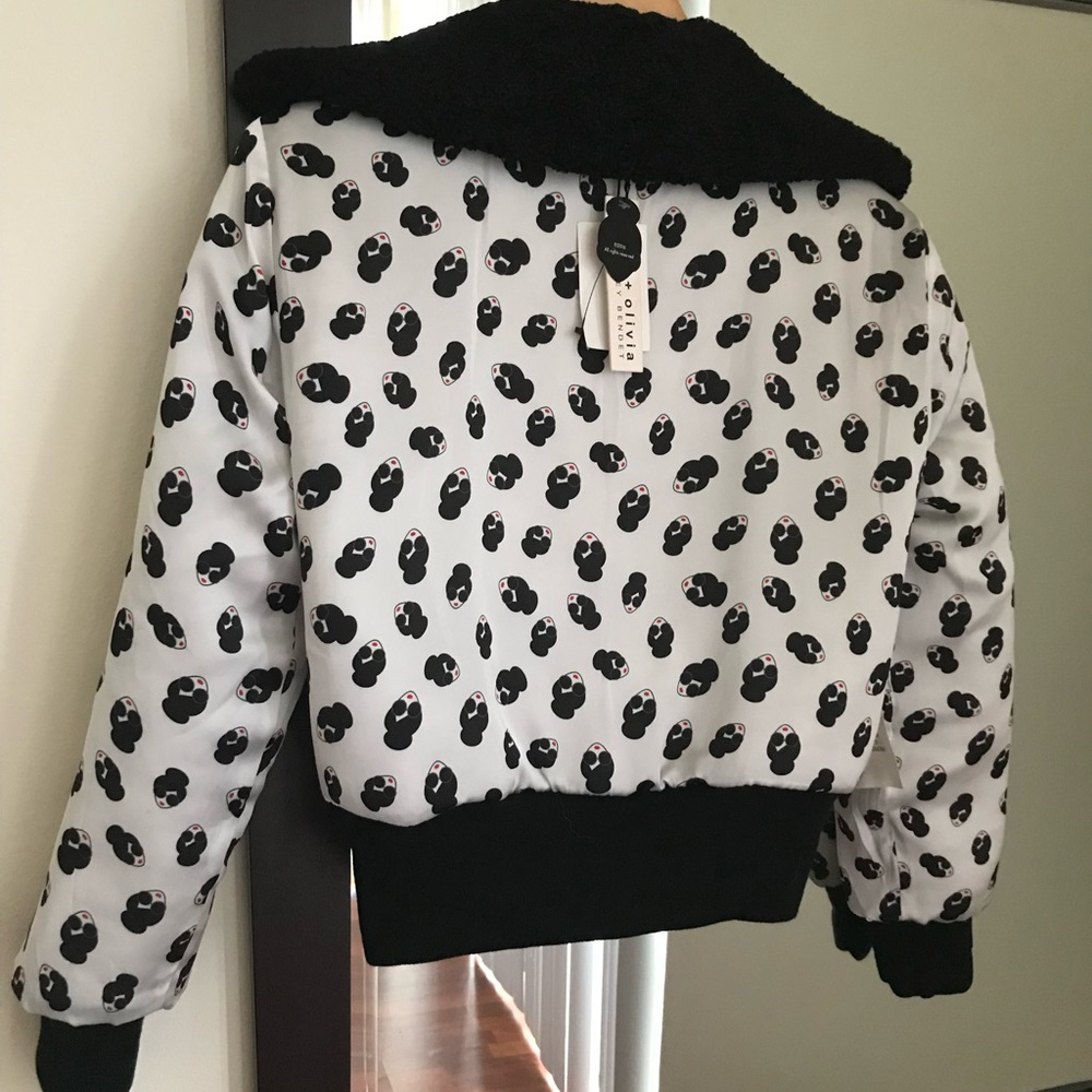 NWT Alice +Olivia Genova StaceFace Print Reversible Faux Fur Bomber Jacket XS - Picture 13 of 17